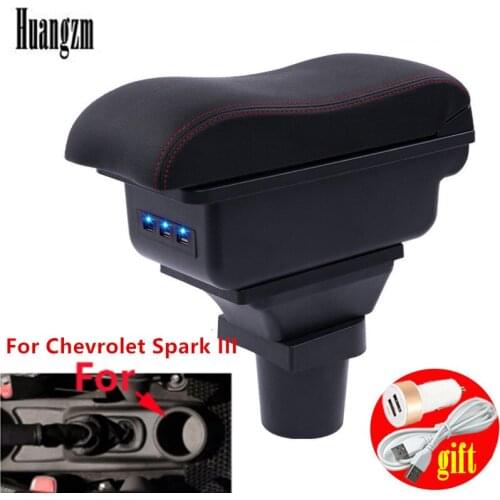 For Chevrolet Spark III Armrest box 2011 2013 2014 2015 2016 2017 Aveo T200 Car armrest box car accessories interior storage box
