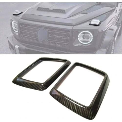 2Pcs Turn Signal Frame Waterproof Self-adhesive Black Carbon Fiber Car Trim for Mercedes-Benz G500 G550 W464