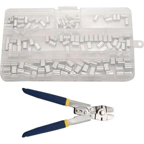 Stainless Steel Fishing Pliers Wire Rope Crimping Tool with 150Pcs Ferrule Crimping Loop Kit for Crimpers & Crimping Sleeves Too