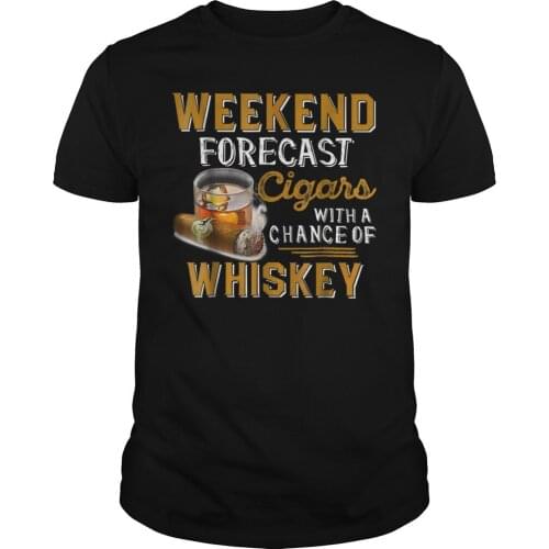 Cigars with A Chance of Whiskey. Funny Weekend Forecast T-Shirt. Summer Cotton O-Neck Short Sleeve Mens T Shirt New S-3XL