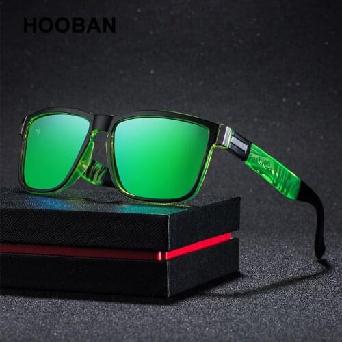 HOOBAN New Sports Polarized Sunglasses Men Women Fashion Square Male Sun Glasses Stylish Summer Blue Green Shades Goggle UV400