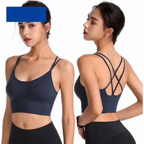 Women Shockproof Cross Straps Running Gym Sport Bras Top Beauty Back Push Up Workout Fitness Yoga Underwear