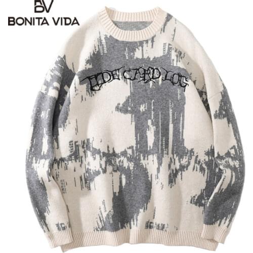 Bonita Vida Sweaters Streetwear Harajuku Pullover Knitted Sweater Harajuku Fashion Casual Hip Hop Knitwear Fashion Knit Tops