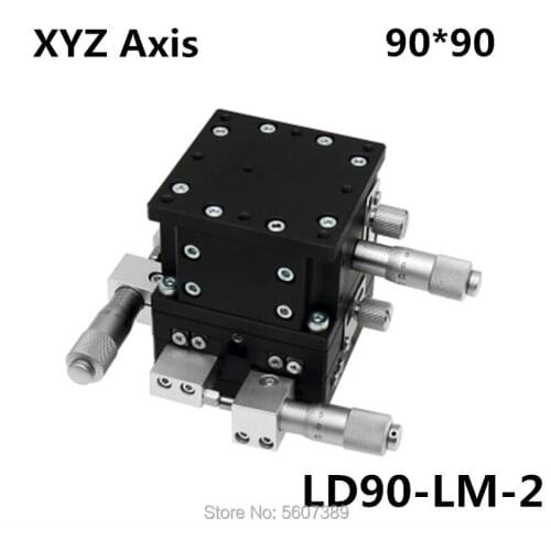 XYZ 3 Axis 90mm Linear Stage Trimming Platform Bearing Tuning Sliding Table 90*90mm XYZ90-LM,LD90-LM2 double cross rail