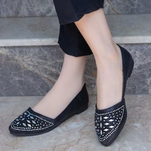 Tonar Berry Black Skin Ballerina Women Shoes Spring Summer New Season Casual Cool Casual Style Elegant Summer