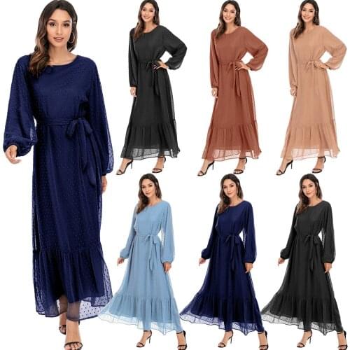 Ramadan Islamic Maxi Robe Muslim Women Long Dress Long Sleeve Summer Turkish Prayer Gown Dubai Casual Kaftan Middle East Fashion