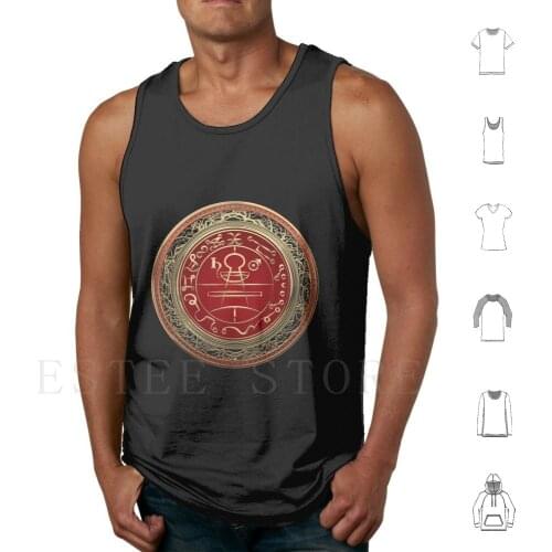 Gold Seal Of Solomon-Lesser Key Of Solomon On Black Velvet Tank Tops Vest Sleeveless Sacred Collection By Serge Averbukh