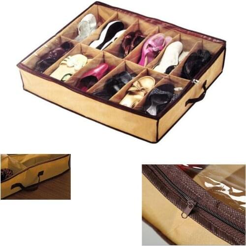 1pcs Creative Non-Woven Fabric Shoes Cabinet Dust-Proof 12 Grids Shoes Storage Bag Shoes Organizer Holder Box Under Bed Closet
