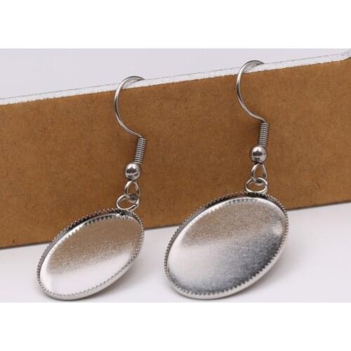 Reidgaller 10pcs 18x25mm cabochon earring base settings stainless steel earring hooks diy findings for making earrings