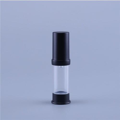 12pcs 5ml Plastic Cosmetic Bottle Travel Liquid Bottles Transparent Airless Pump Vacuum Container with Black Top and Bottom