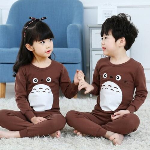 2021 Children Cotton Pajamas Autumn Kids Pajamas Sets Boys Nightwear Girls Pyjamas Kids Clothes Suit Long-sleeve Pant Sleepwear
