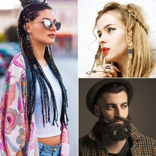 African Dirty Braid Hair Accessories Norwegian Nordic Viking Rune Alphabet Characters Ancient Silver Hairpin Set