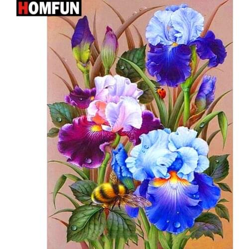HOMFUN Full Square/Round Drill 5D DIY Diamond Painting "Floral Purple Flower" 3D Embroidery Cross Stitch 5D Home Decor Gift