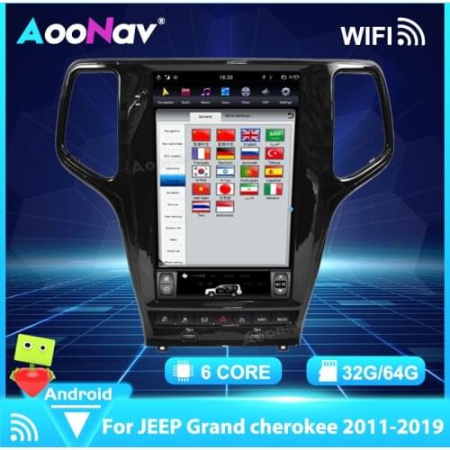 Android 9 Car GPS Navigation 13.6 Tesla Style Vertical Screen For JEEP Grand Cherokee 2014-2021 Auto Radio Stereo Multimedia