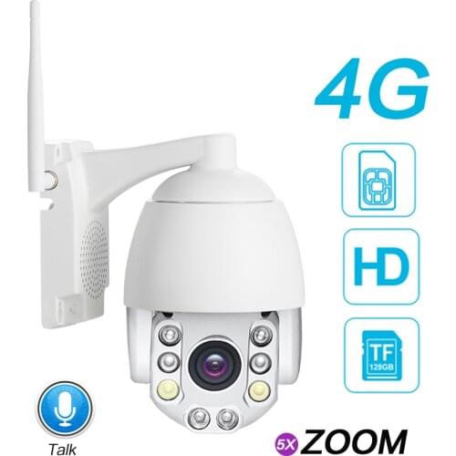 4G 3G Wireless PTZ IP Camera HD 1080P Outdoor Waterproof Speed Dome 5X Zoom / 4mm Lens two way audio p2p CCTV Wi-Fi security C