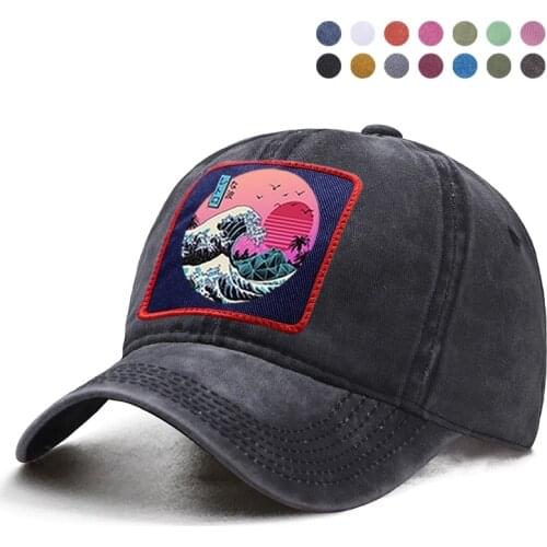The Great Retro Wave Vaporwave Kanagawa Baseball Cap Harajuku Hip Hop Dad Solid Trucker Hat Woman Bone Berets Ponytail Caps Hats