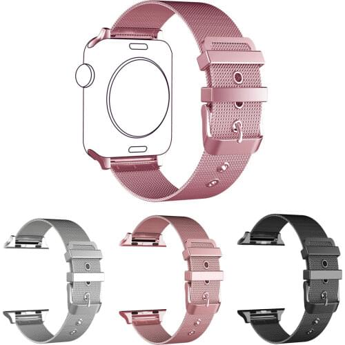 Pink Gold ML Bracelet for Apple Watch Band Series 1/2/3 Meshed Stainless Steel Wrist Strap for iWatch 42mm 38mm Wristband