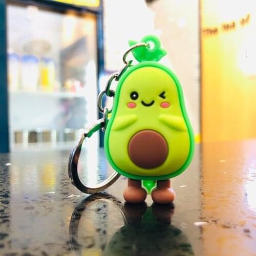 Cute Simulated Fruit Avocado Keychain 3D Soft Resin Smiling Avocado Keychains Couple Jewelry Women Fashion Christmas Small Gift