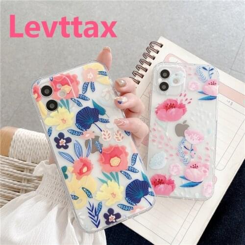Flower Phone Case For iPhone 12mini 11 Pro Max Soft Shockproof Transparent Clear Back Cover for iphone X XR XS 7 8 6 Plus SE2020