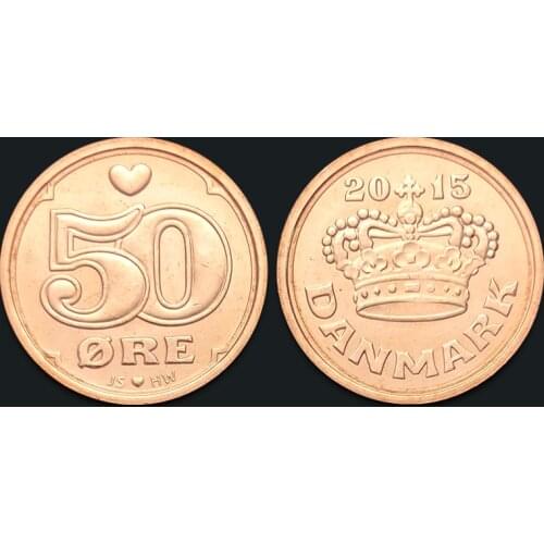 Danish 50 Ore Coin 100% Real Genuine Original Coin Comemorative Coin Collection Rare Unc
