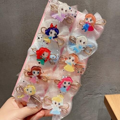 Disney childrens cartoon hairpin Korean princess headdress baby cute hairpin girls side clip card hair accessories