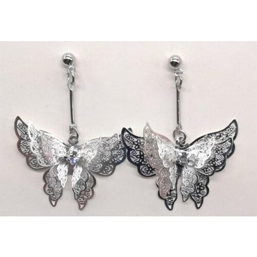 Double butterfly glitter beautiful earrings jewelry earrings making wedding gifts