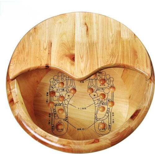 Double-row ball massage foot care bucket long-lasting insulation soaking basin household solid wood health pedicure barrel