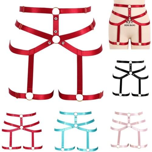 Harness Garter Belts Elastic Plus Size Body Harness Strappy High Waist Stockings Suspender Goth Hollow Out Clubs Dance Lingerie