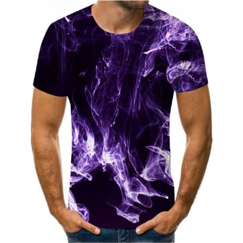 Flame series handsome summer O-neck short-sleeved large size 3D hot-selling summer 2021 fashion casual sports T-shirt breathable