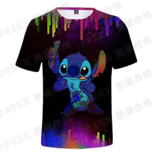 2021 Disney Anime Stitch 3D Print T Shirt Men Women Children Casual Summer Short Sleeve Cool Streetwear Tops Tee Shirt Clothing