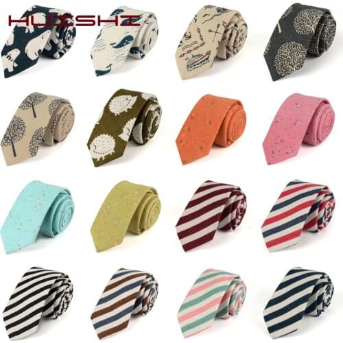 HUISHI Men Cotton Stripe Necktie 6cm Narrow Formal Male Tie Check 100% Cotton Skinny Neck Tie Fashion For Boy Friend Man Gift