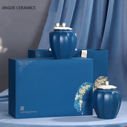 Tea Caddy Ceramic Airtight Jar Storage Tea Cans Storage Tank Tea Container Decorative Jar with Gift Box Give Someone A Gift