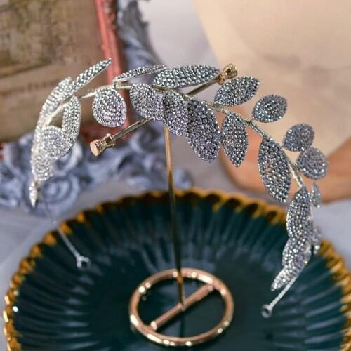 Korean Leaves Brides Hairbands Rhinestone Soft Bridal Headbands Girs Party Hair Accessories Evening Headdress