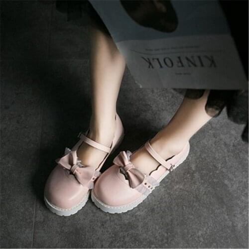 Lace bowknot LOLITA Shoes JK Uniform Shoes PU Leather lolita Shoes A950