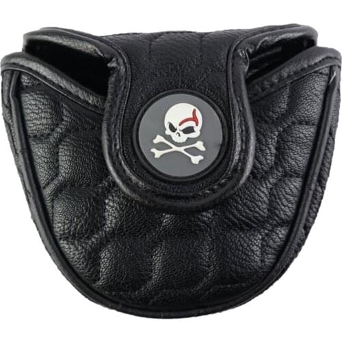 Magnetic Golf Mallet Head Cover PU Leather Center Putter Skull Headcover Guard