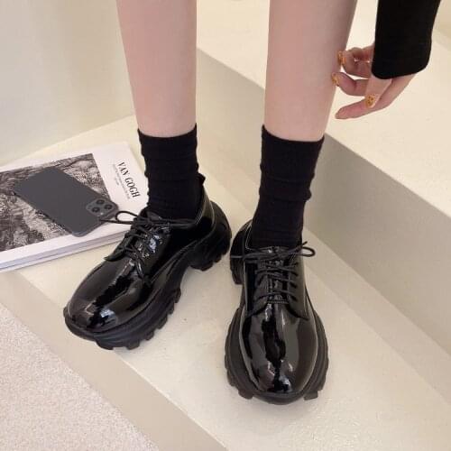 Small leather shoes British style spring new muffin thick soles lace Korean version all-match fashion retro single shoe women