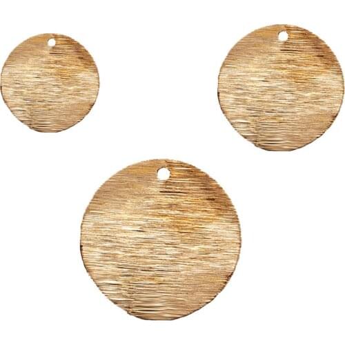 Brushed brass single hole wavy round pendant DIY handmade materials jewelry charm jewelry accessories