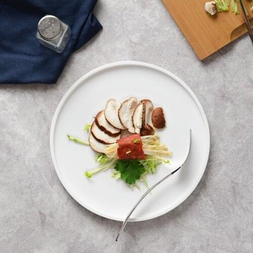 Japan South Korea style matte ceramic plates pasta pizza Pan round Wheat Straw Round Plate Dish Lunch Dinner Snacks Fruit D