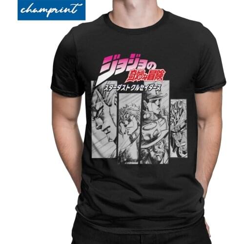 Men Stardust Crusaders T Shirts Jojos Bizarre Adventure Anime Jjba Manga Pure Cotton Tops Funny Tee Shirt Gift Idea T-Shirts
