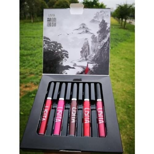 LISITA 5 Color Matte Lipstick Makeup Set Art Painting Box Lip Gloss Gift Tube Long-lasting Waterproof Lip Glaze Comestic TSLM2