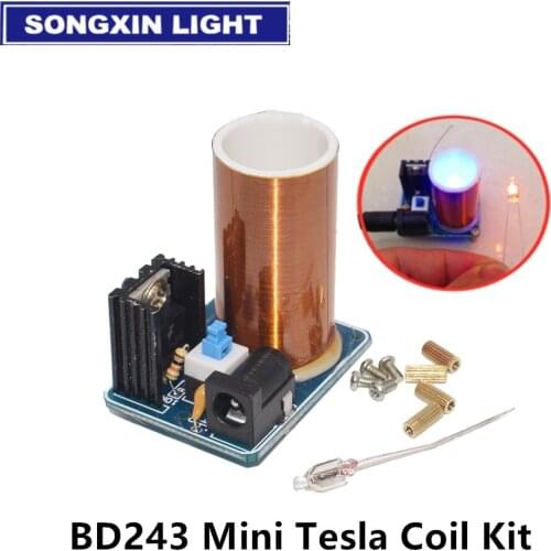 BD243 BD243C Mini Tesla Coil Kit Magic Props DIY Parts Empty Lights Technology Diy Electronics BD243C DIY Mini Tesla Coil Module