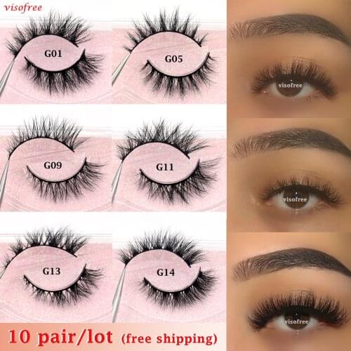 Wholesale MInk Eyelashes 10 Pairs Visofree 3D Mink Lashes 8-14mm Lashes Natural Long False Eyelashes Makeup Eye Lashes in Bulk
