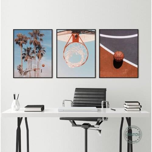 Basketball Hoop Court Landscape Poster and Print Wall Art Canvas Painting Nordic Style Modern Home Decor Living Room Teen Gift