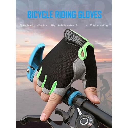 Silicone Anti-slip Anti-sweat Cycling Gloves Men Women Half Finger Gloves Breathable Anti-shock Sports Bike Bicycle Glove D40