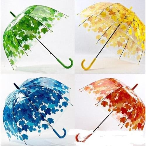 Transparent Clear Umbrella Cherry blossom Mushroom Apollo Sakura maple Leaves Cage rainy Umbrellas romatic wedding umbrella gift
