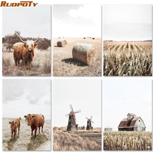 RUOPOTY Oil Painting By Numbers Landscape Autumn Paint By Number kits Canvas Painting Handpainted Artwork Diy Gift Home Decor