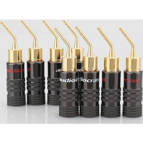 8PCS 2mm Banana Plug Gold Plated Speaker Cable Pin Angel Wire Screws Lock Connector For Musical HiFi Audio