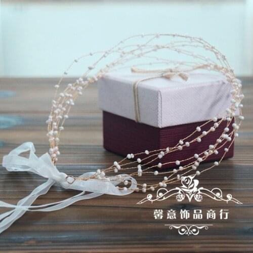 1pc/lots Tiara Crystal Beads Bridal Wedding Headband Hair Bands piece Prom Ornament Jewelry Accessories For Women Head Gold Vine