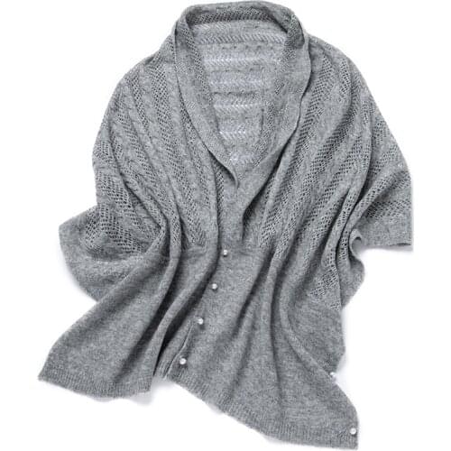 Knitted 100% Cashmere Scarf Women Shawl multi-purpose hollow Winter Warm Soft Fashion Elegant Shoulder Pashmina Cape Poncho