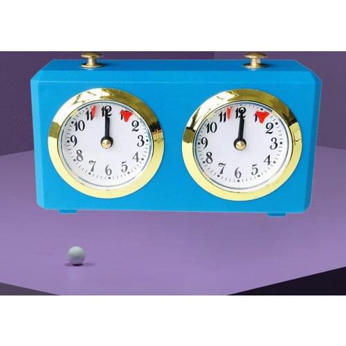 1pc Tournament Analog Chess Clock Kids Gifts Accurate Mechanical Count Up Down for Board Games Accessories No Battery, Blue